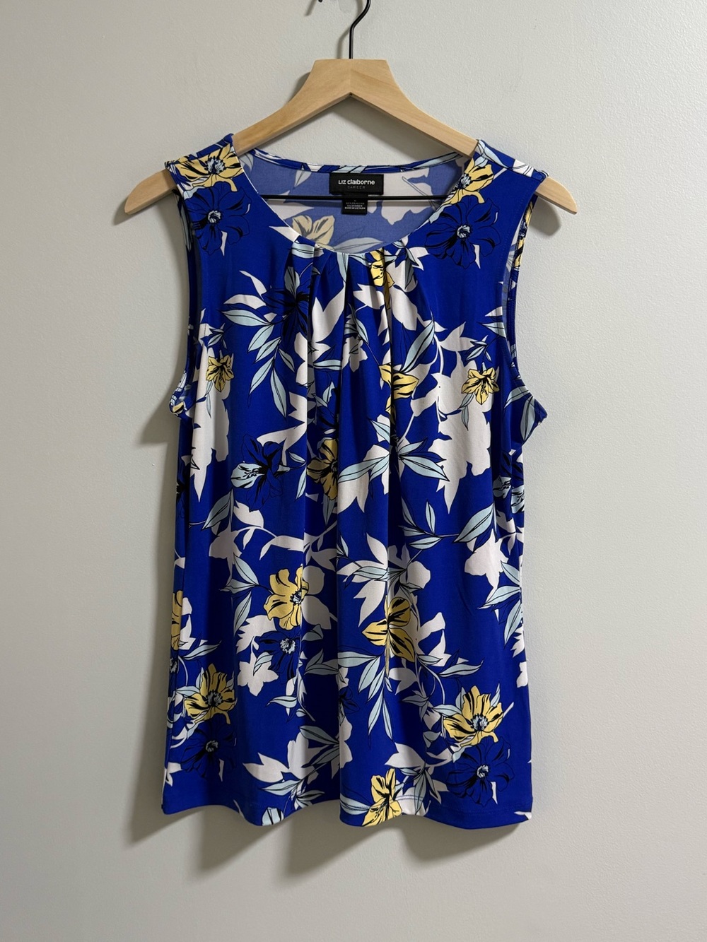 Liz Claiborne Royal Blue Floral Sleeveless Top